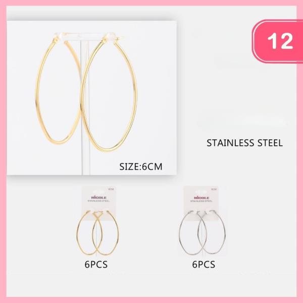 STAINLESS STEEL HOOP EARRINGS (12 UNITS)