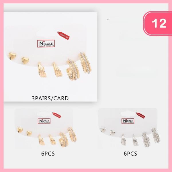 POST HOOP EARRING SET (12 UNITS)
