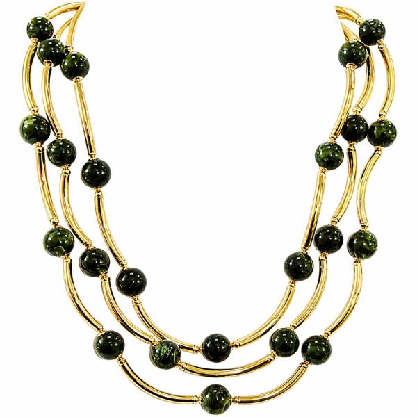 LAYERED BEADED CORD LONG NECKLACE