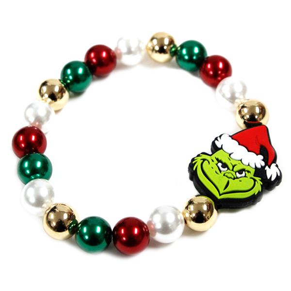 CHRISTMAS GRINCH BEADED STRETCH BRACELET
