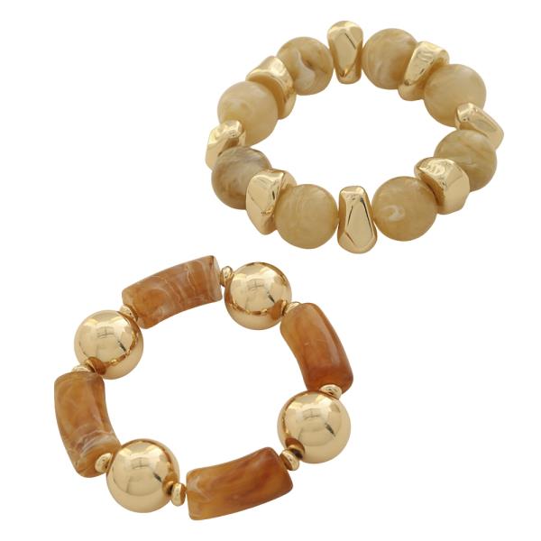 MARBLE RESIN BEADED STRETCH BRACELET SET