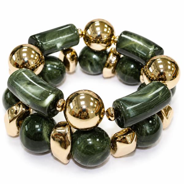 MARBLE RESIN BEADED STRETCH BRACELET SET