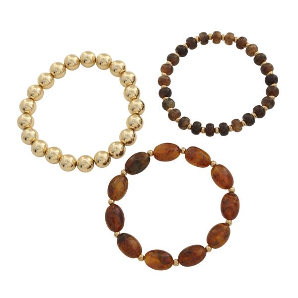 MIX TONE BEADS BRACELET SET