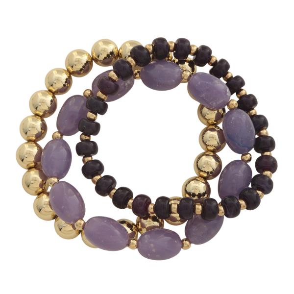 MIX TONE BEADS BRACELET SET