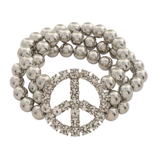 PEACE SPARKLING LAYER BEAD BRACELET