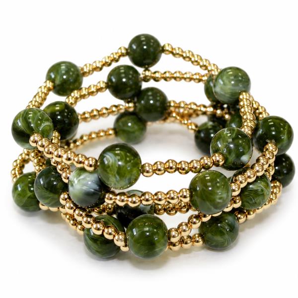 MULTI STRAND MARBLE RESIN BEADED BRACELET