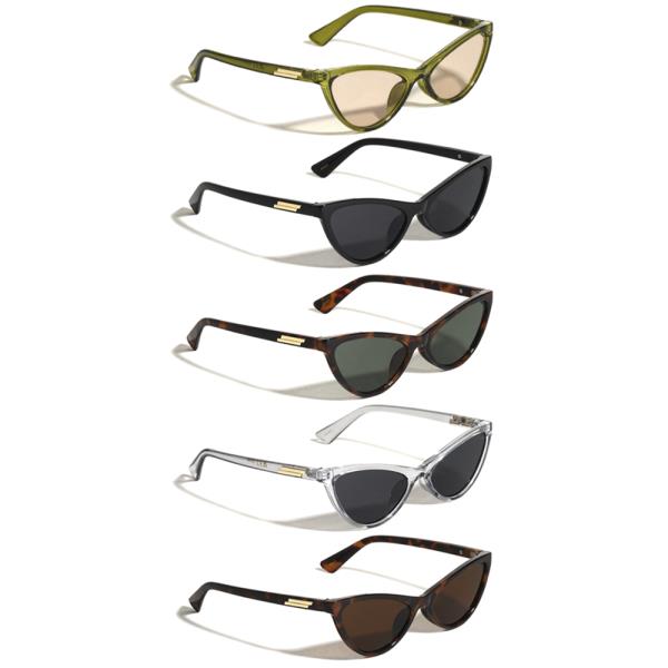TWO BAR TEMPLE ACCENT WIDE CAT EYE SUNGLASSES 1DZ