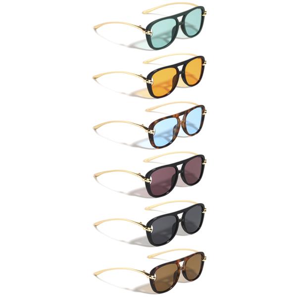 KNOT ACCENT CURVED TEMPLE COLOR LENS AVIATORS SUNGLASSES 1DZ