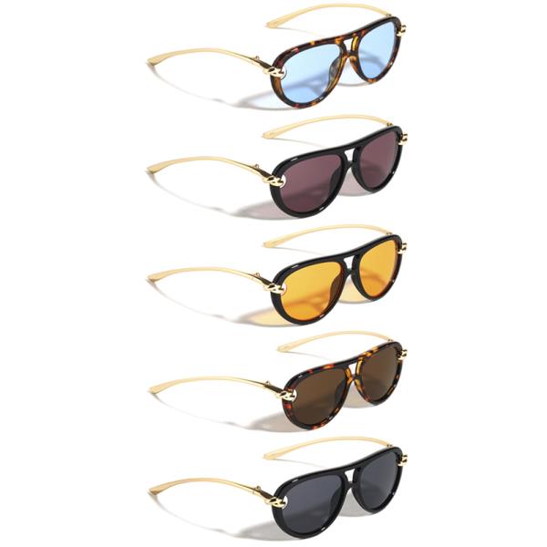 CURVED TEMPLE KNOT ACCENT AVIATORS SUNGLASSES 1DZ