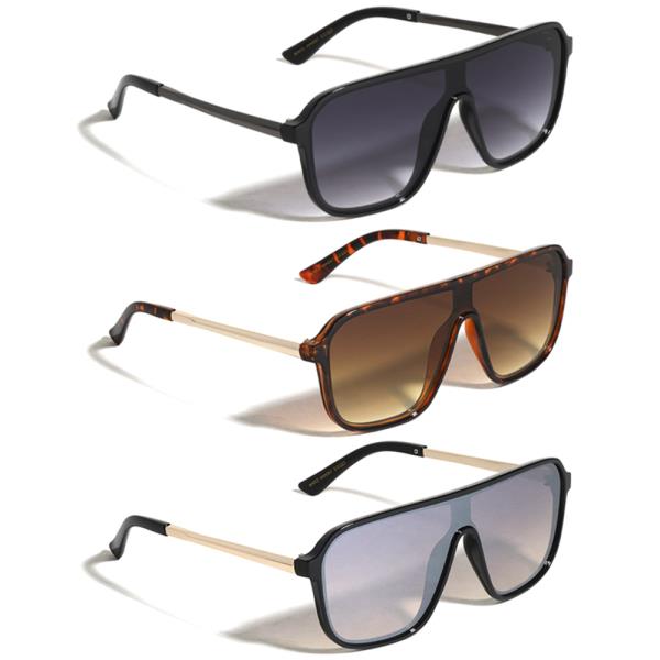FLAT TOP SHIELD LENS SQUARED AVIATORS SUNGLASSES 1DZ