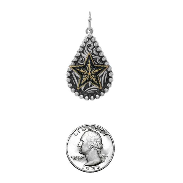 WESTERN BAR FILIGREE STAR DANGLE EARRING