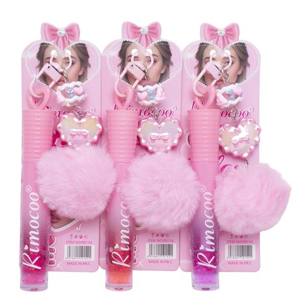 RIMOCOO LOVE LIP GLOSS W HEART POM KEYCHAIN (12 UNITS)