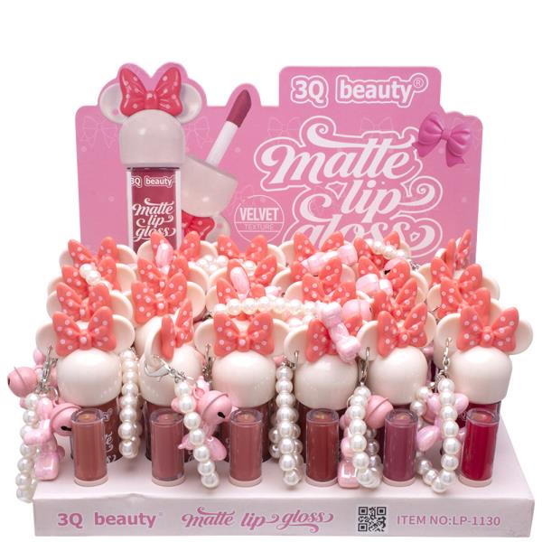 3Q BEAUTY VELVET TEXTURE MATTE LIP GLOSS W KEYCHAIN (24 UNITS)