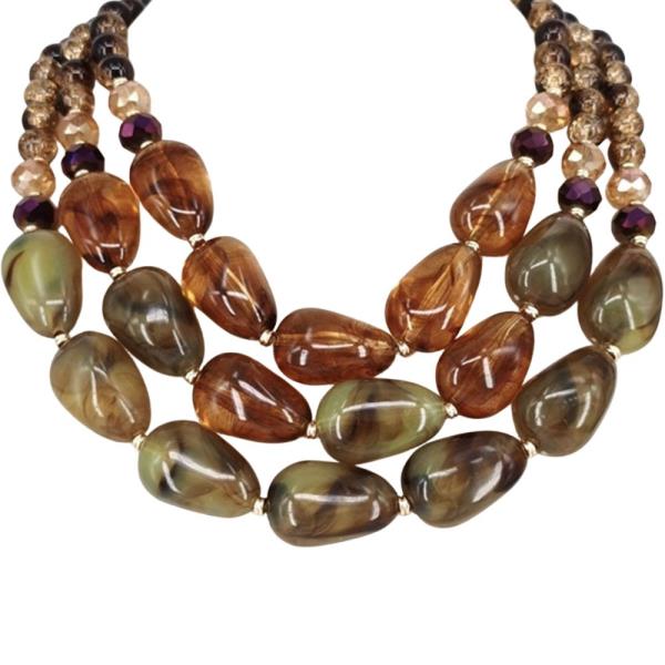 BEADED MULTI STAND STATEMENT NECKLACE