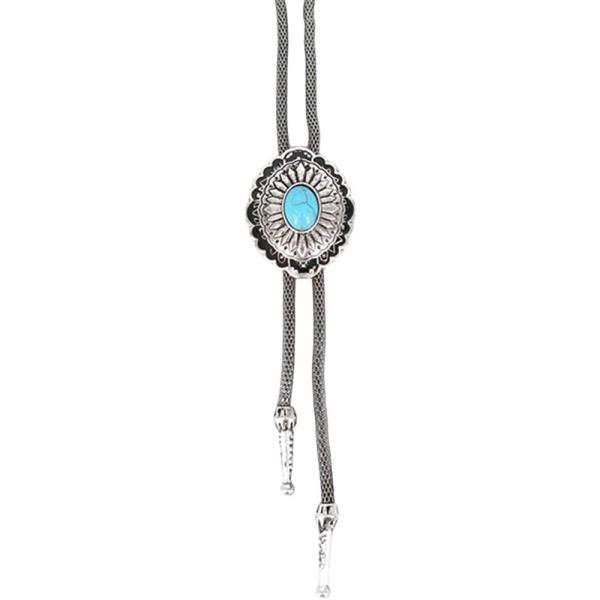 WESTERN TURQUOISE BOLO LONG NECKLACE