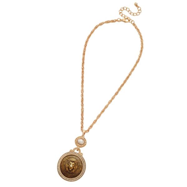 METAL CHAIN LION PENDANT NECKLACE EARRING SET