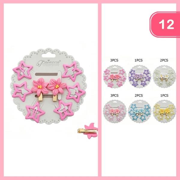 STAR SNAP HAIR CLIP W/ FLOWER HAIR PINS (12 UNITS)