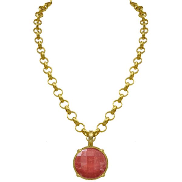 BOLD ANTIQUE ROUND PENDANT NECKLACE