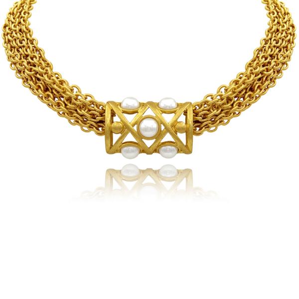 MULTISTRANDS CHECKERED PEARL NECKALCE