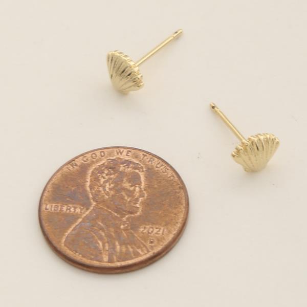 14K GOLD DIPPED CZ MINI SHELL EARRING