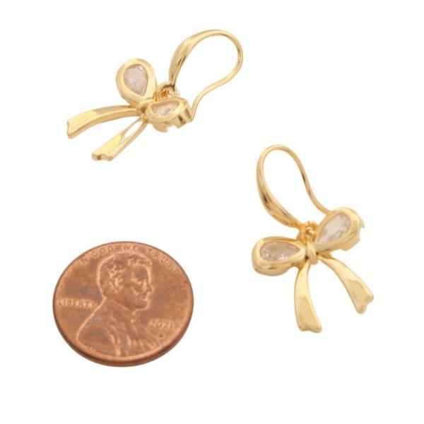 14K GOLD DIPPED BOW DANGLE EARRING