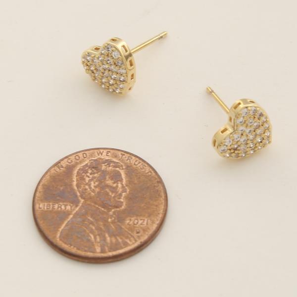 14K GOLD DIPPED CZ SPARKLING HEART SHAPE EARRING