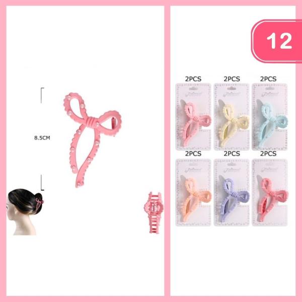 BOW W/ PEARL HAIR CLAW CLIP (12 UNITS)