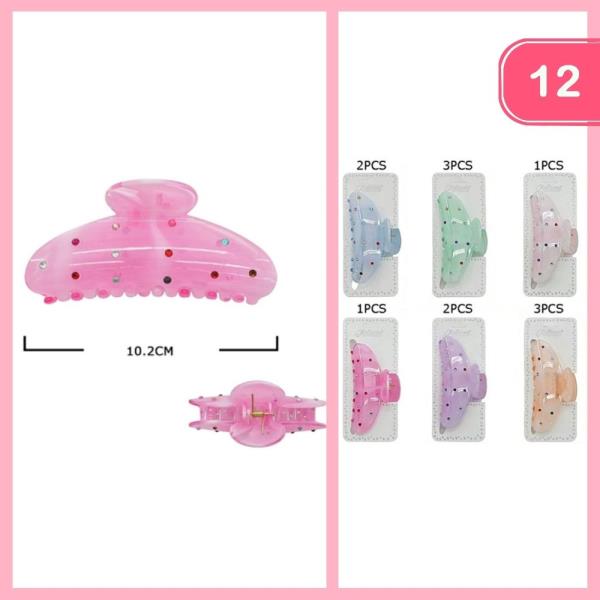 MARBLE LIKE RHINESTONE HAIR CLAW CLIP (12 UNITS)