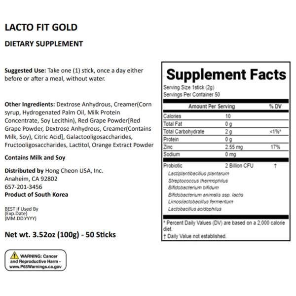 LACTO-FIT PROBIOTICS SUPPLEMENTS GOLD 3.5 OZ.(100G) X 50EA