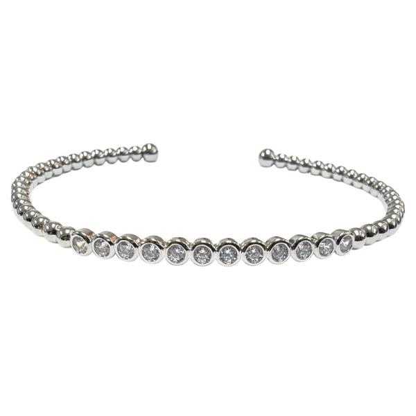 CZ BAR BEAD CUFF BRACELET