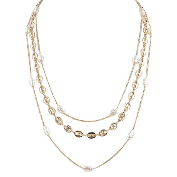 LAYERED HORSEBIT PEARL NECKALCE
