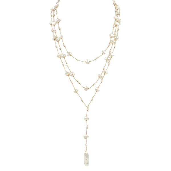 LAYERED Y PEARL NECKLACE