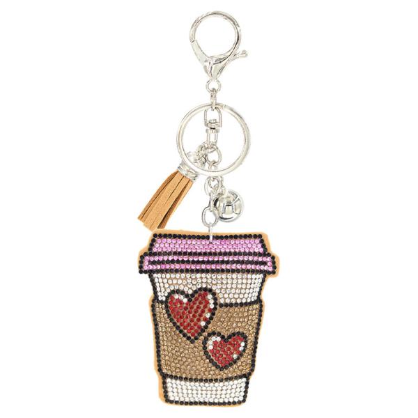 RHINESTONE COFFEE KEYCHAIN DRINK