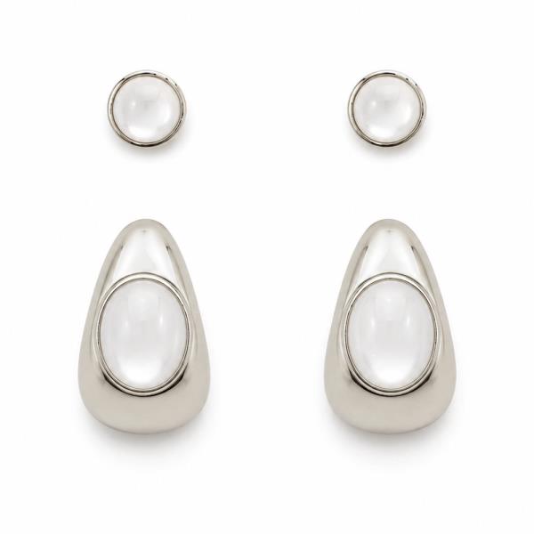 PEARL OPEN TEARDROP JACKET STUD EARRING