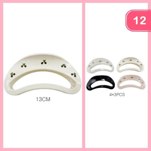CHERRY PRINT HAIR CLAW CLIPS (12 UNITS)