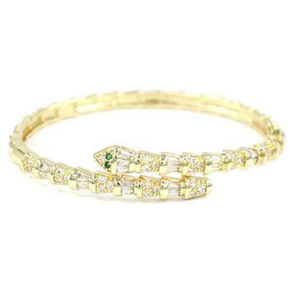 RHINESTONE SNAKE HINGED BANGLE BRACELET