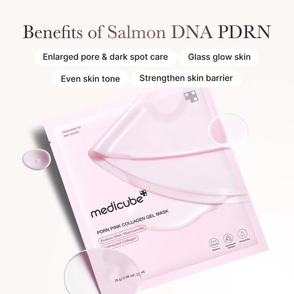 MEDICUBE SALMON DNA PDRN PINK COLLAGEN JELLY GEL MASK 4 PC SET