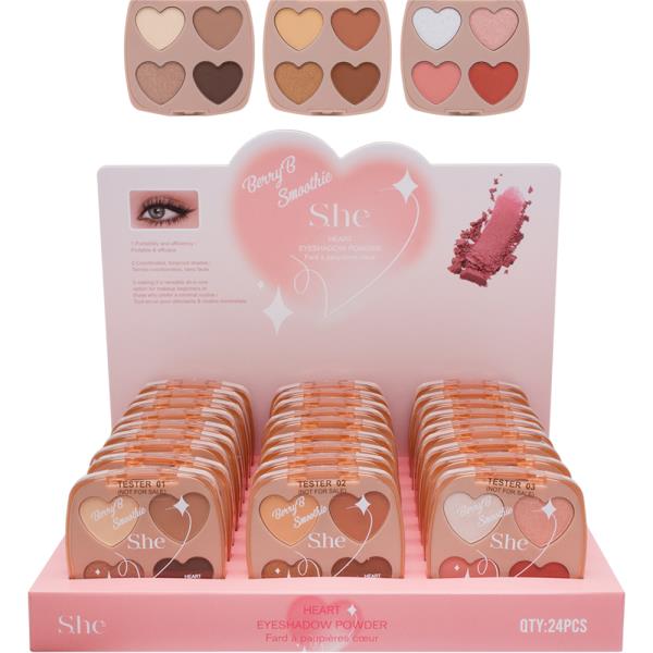 SHE MAKEUP BERRYB SMOOTHIE HEART EYESHADOW POWDER (24 UNITS)