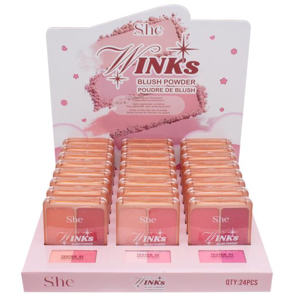 SHE MAKEUP WINKS BLUSH POWDER (24 UNITS)