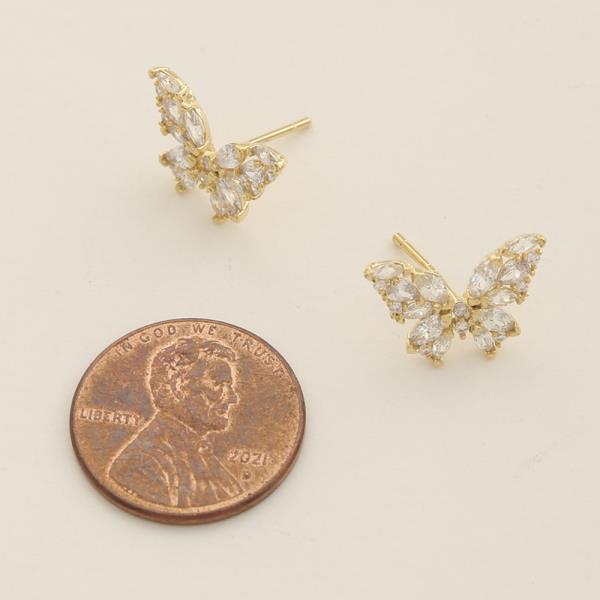 SODAJO BUTTERFLY CZ GOLD DIPPED EARRING