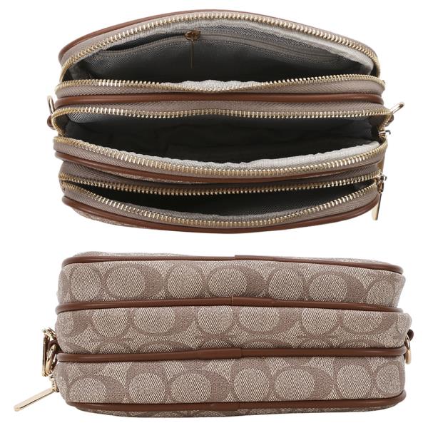 2IN1 OVAL TEXTURE ZIPPER CROSSBODY BAG W WALLET SET