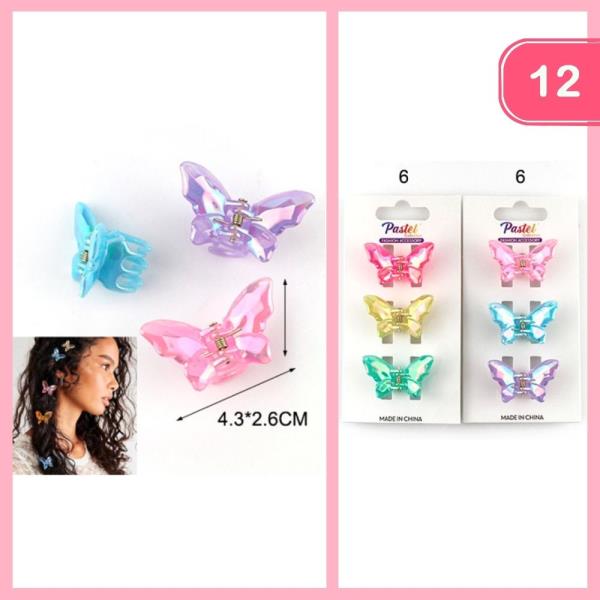 BUTTERFLY HAIR CLAW CLIPS (12 UNITS)