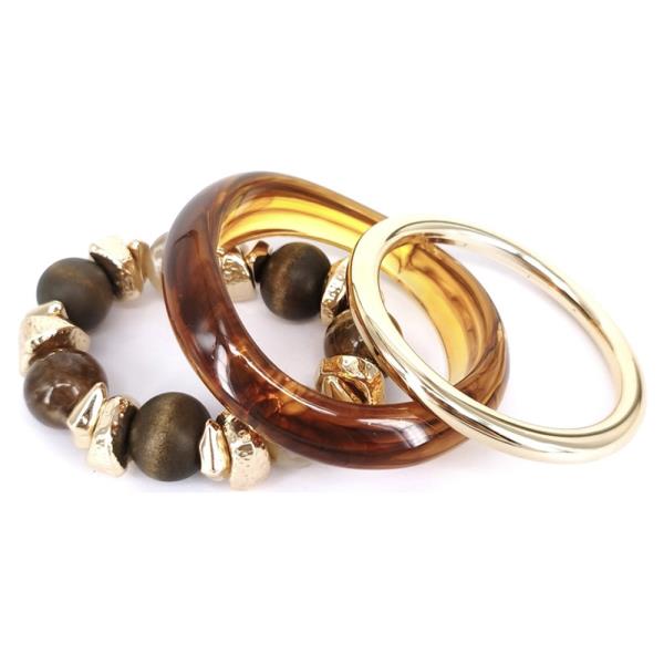 RESIN STONE BANGLE STRETCH BRACELET SET