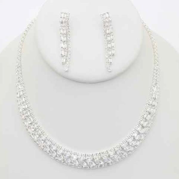 CZ TENNIS NECKLACE EARRING SET