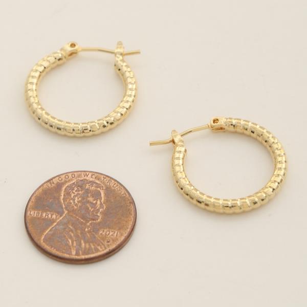 14K GOLD DIPPED TEXTURED HOOP EARRING