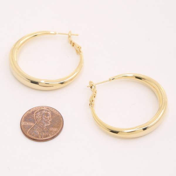 14K GOLD DIPPED ROUND HOOP EARRING