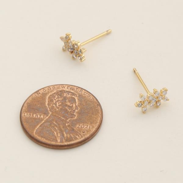 14K GOLD DIPPED CZ DELICATE SNOWFLAKE DESIGN STUD EARRING