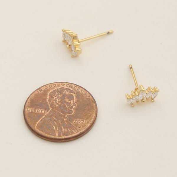 14K GOLD DIPPED CZ MARQUISE DESIGN STUD EARRING