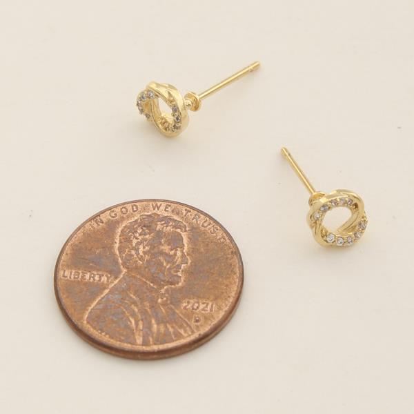 14K GOLD DIPPED CZ SMALL LOVE KNOT STUD EARRING