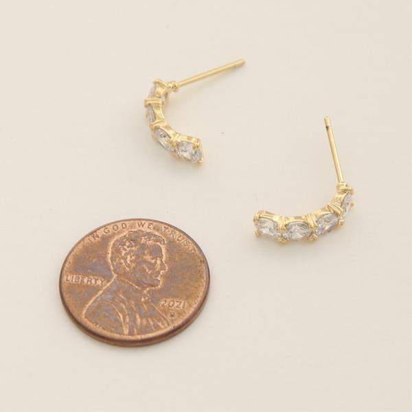 14K GOLD DIPPED CZ CURVED SPARKLING EARRING